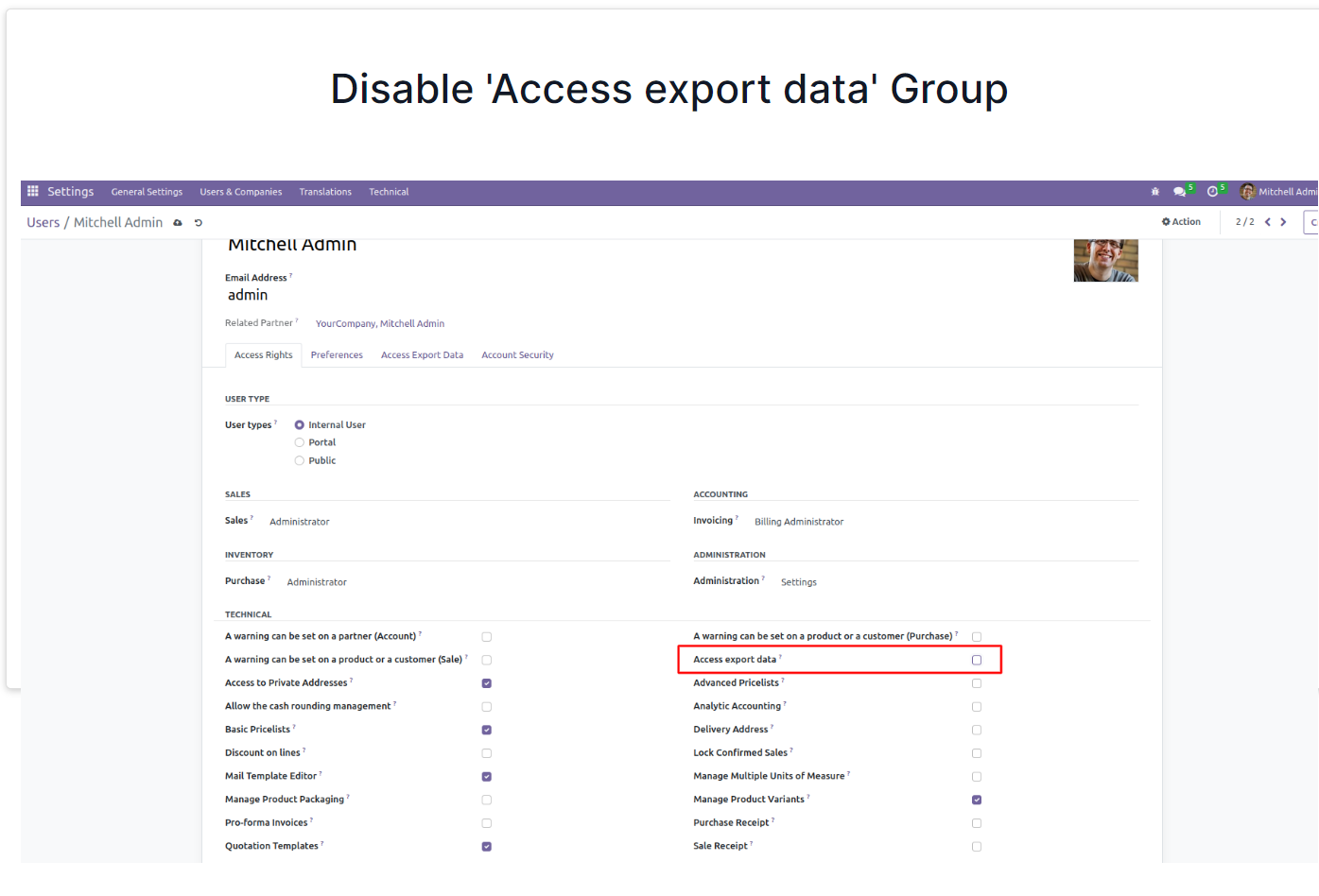 Data Export Access |Odoo Apps