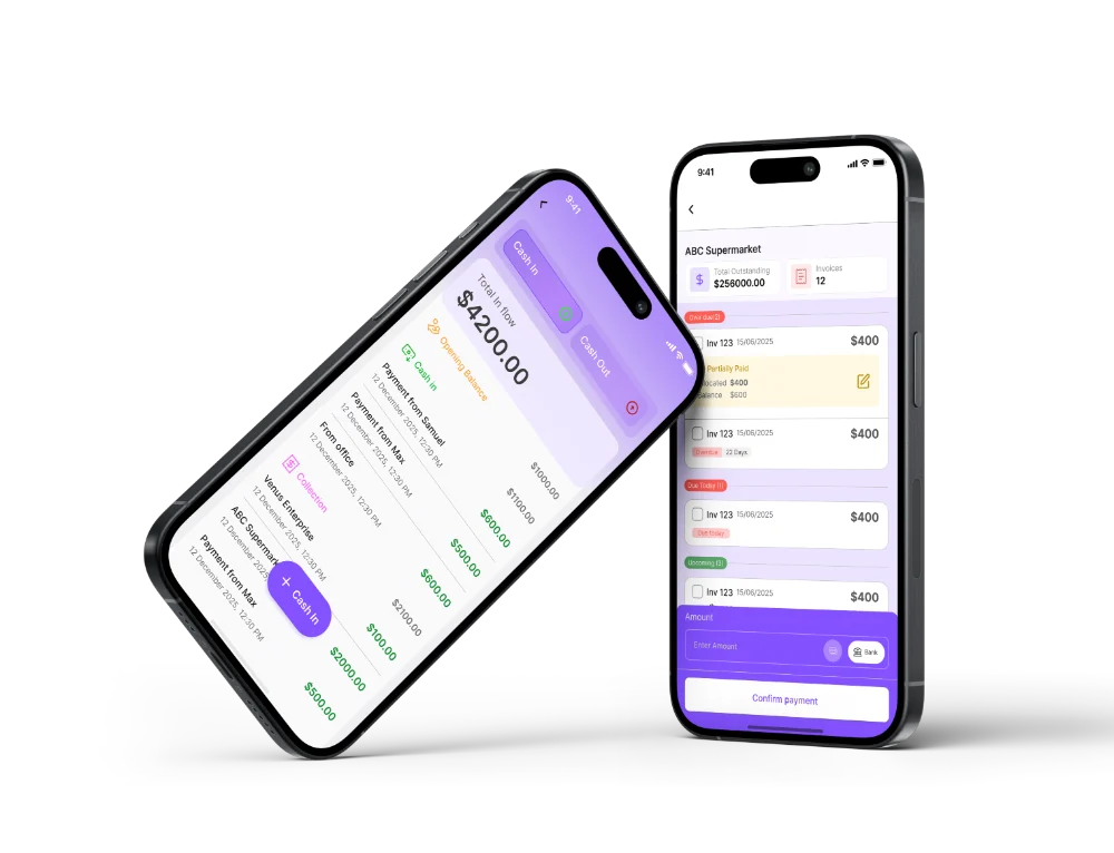 Cashlox mobile app — cash in and customer invoices