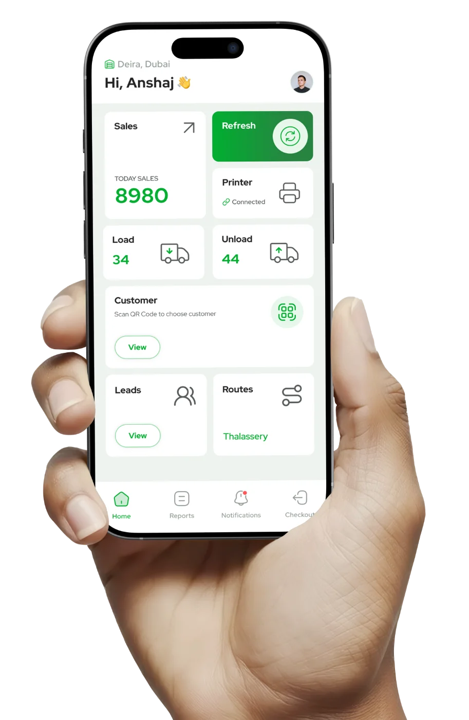 Nellara field sales app in hand