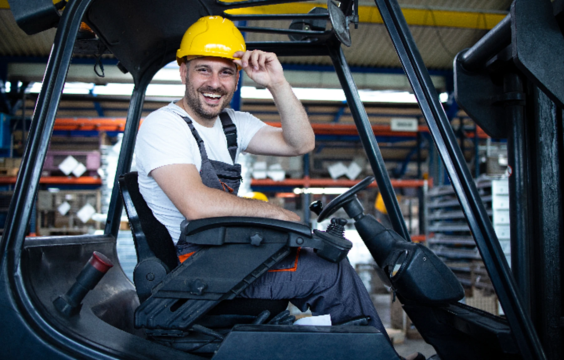 KAMETC operator in a forklift at the warehouse